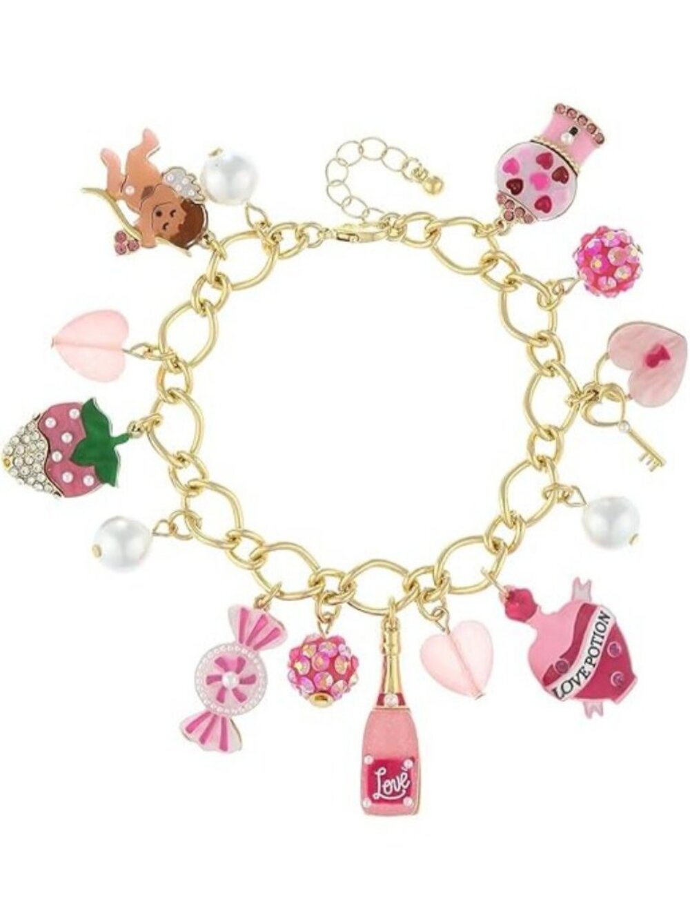 Valentines Bracelet Valentines Day Charms Gold Plated Rose Bracelet